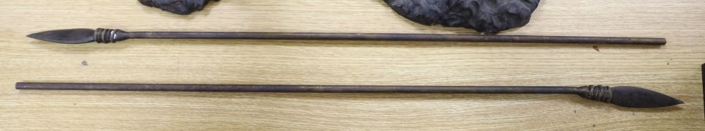 A pair of South African bronze figures, height 95cm